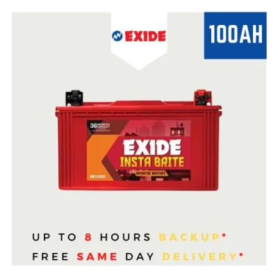 Exide 100Ah IB1000 Instabrite Inverter Ups Battery [36 Months Warranty]